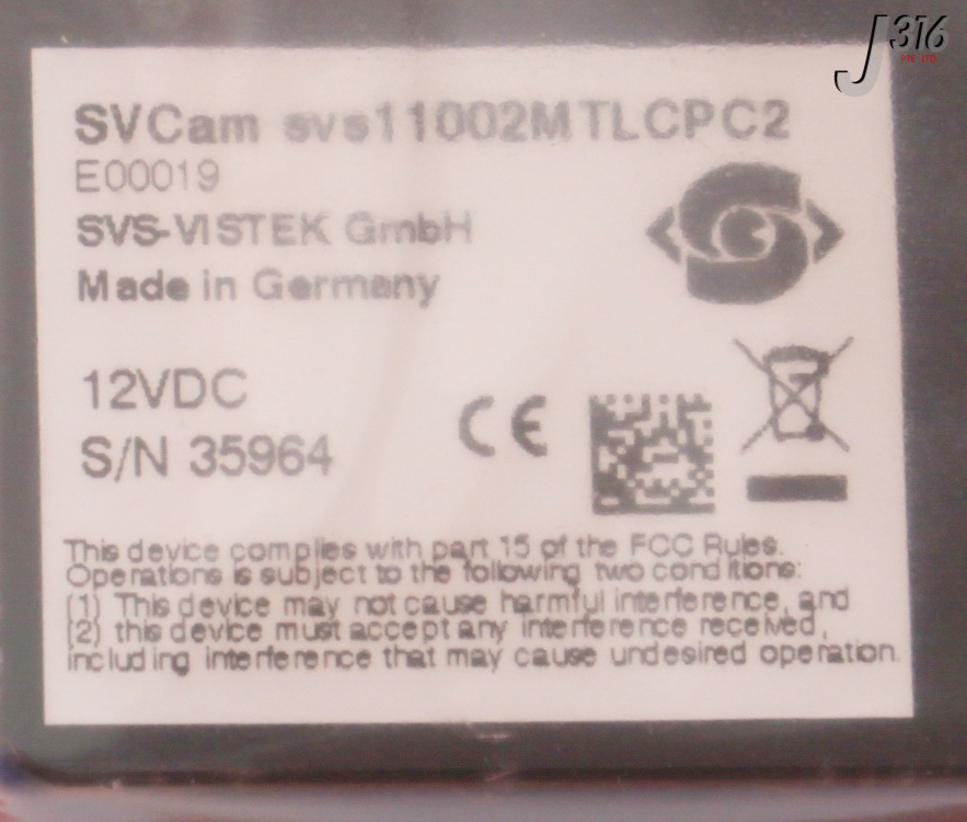 31659 SVS-VISTEK CCD CAMERA ASSY, SVCAM, MONOCHROME (NEW